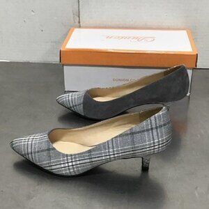 Dunion Grey Plaid Heels Ladies Size 9M New